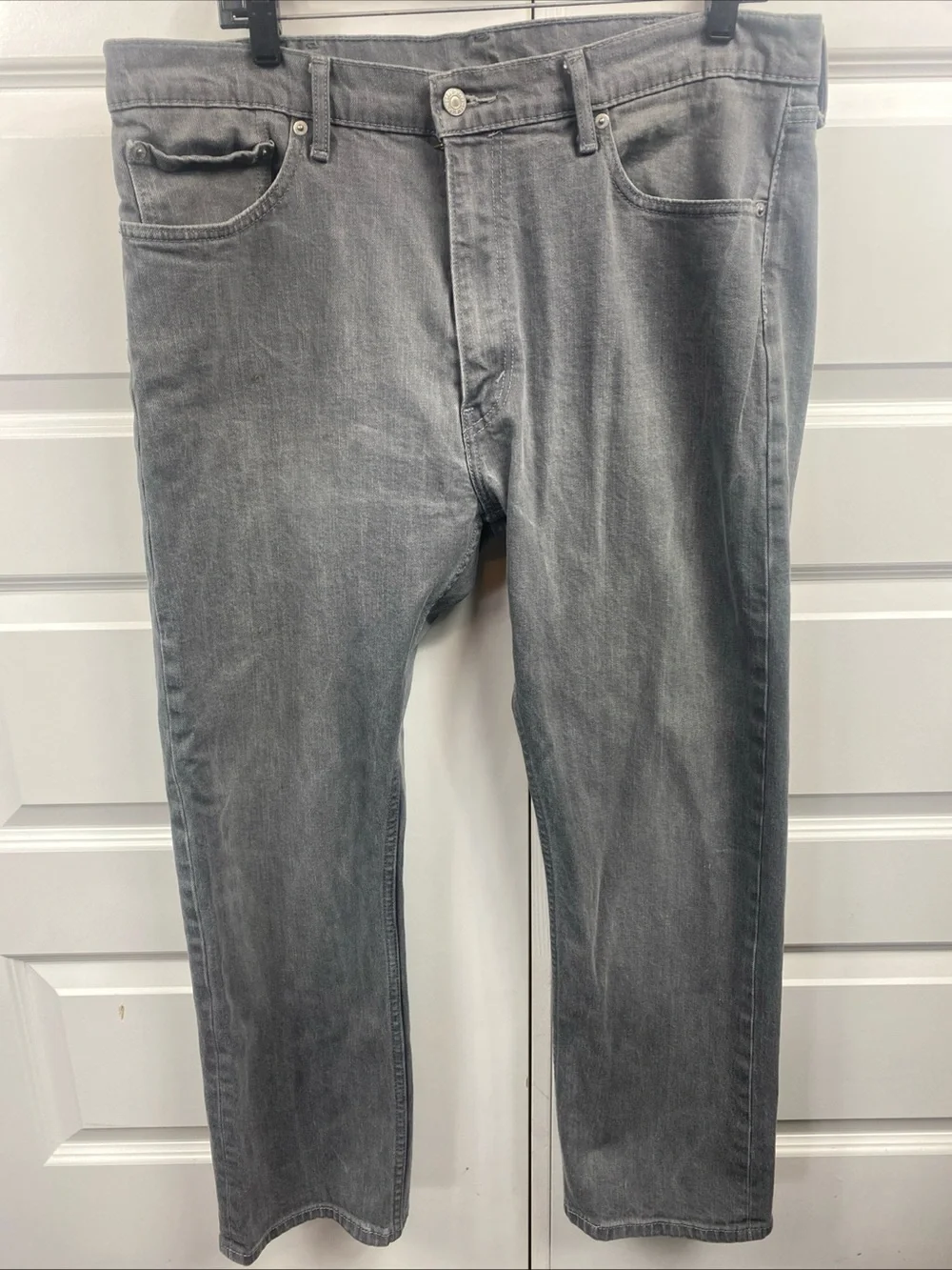 Levi's 505 Regular Fit Jeans Men Distressed Fade Gray Denim Pants Red Tab 38x30
